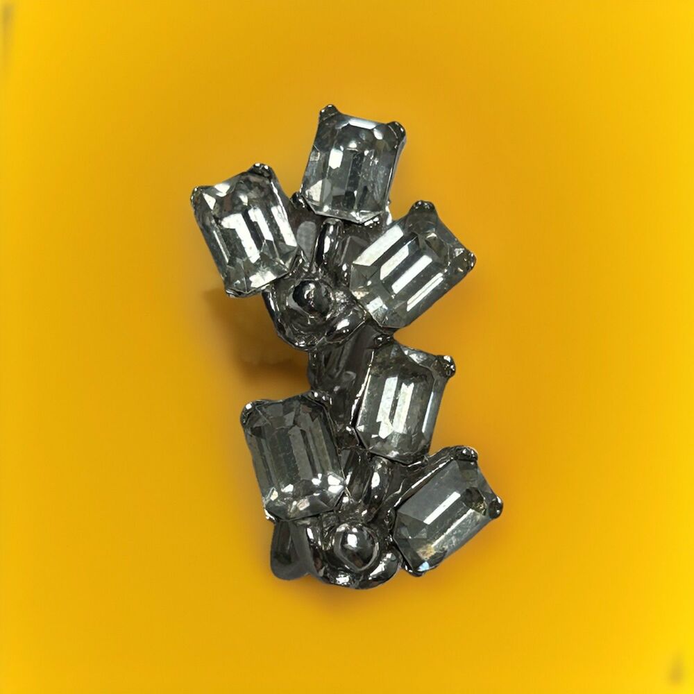 Vintage Bogoff Rhinestone Starburst Cufflinks Silver Tone Men's Formal Jewelry